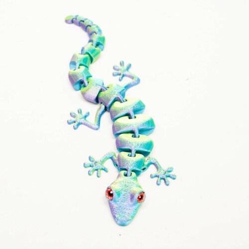 Геккон магнитный / подвижная ящерица с живыми глазами на магнитах