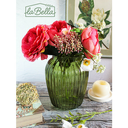 Стеклянная ваза La Bella, 195х150 мм, высота 19 см, цвет зеленый, объем 2 л