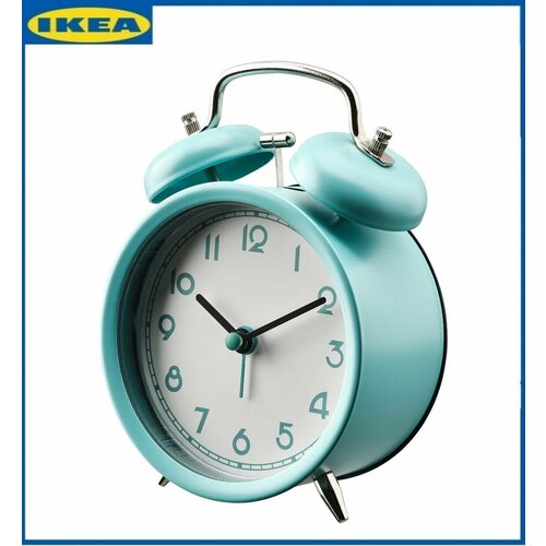 фото Будильник ikea plira,14х10х6 см. часы настольные икеа плира, бирюзовый