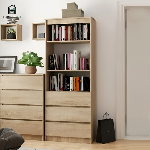 Изображение товара Стеллаж HomeGrad Sura 3 ящика, ЛДСП, 60 см x 32 см x 210 см, цвет дуб сонома
