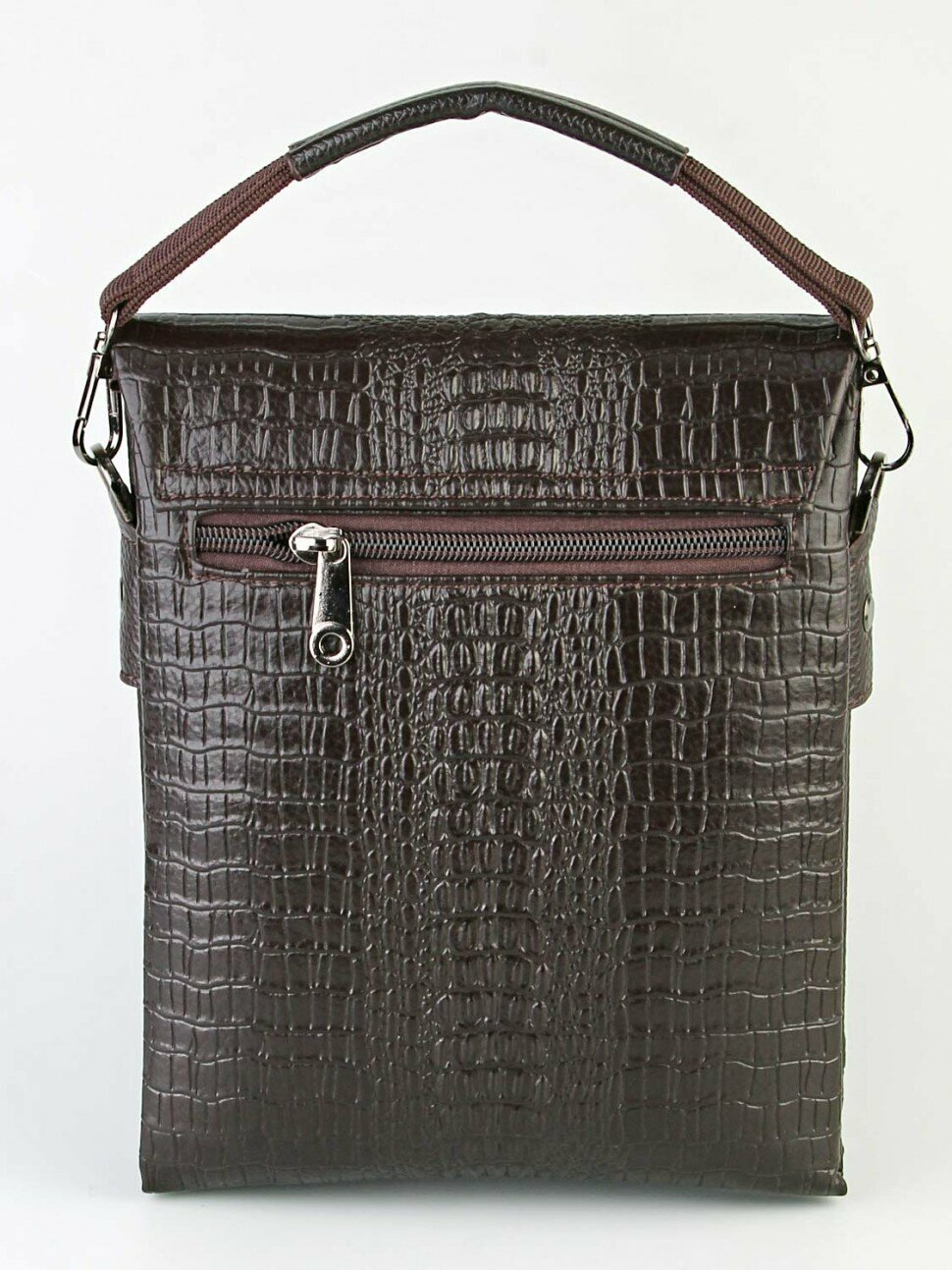 Сумка барсетка LeatherStyle Komfort, фактура под рептилию, коричневый — фото 1