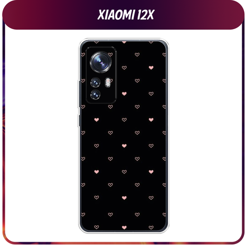 Силиконовый чехол на Xiaomi 12/12X/12S / Сяоми 12/12X/12S Чехол с сердечками силиконовый чехол на xiaomi 12 12x 12s сяоми 12 12x 12s расплывчатые смайлики желтые