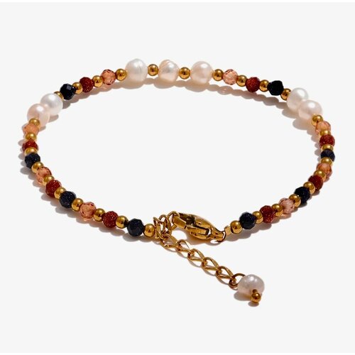 Браслет-цепочка SORONA, жемчуг пресноводный культивированный, авантюрин, жемчуг пресноводный, жемчуг культивированный, 1 шт., размер 20 см, размер one size, разноцветный