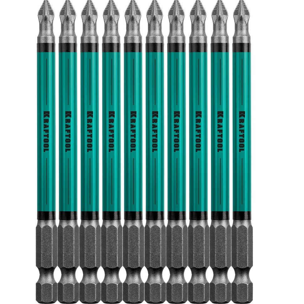KRAFTOOL Optimum Line Биты, PZ2, тип хвостовика E 1/4", 100 мм, 10 шт в блистере, KRAFTOOL, ( 26124-2-100-10 )