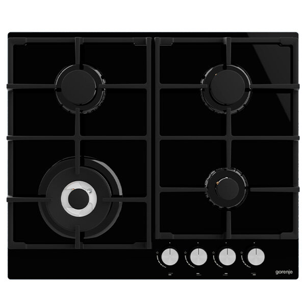 Газовая варочная панель Gorenje GTW641AKB, 4 конфорки, WOK, закаленное стекло, электроподжиг