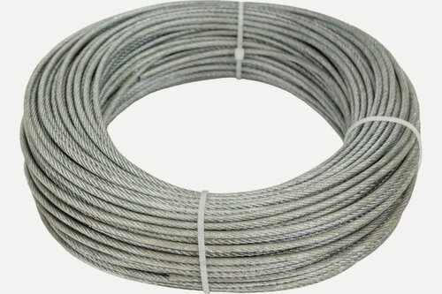 Изображение товара Трос стальной оцинкованный в ПВХ оплетке D3/4мм, длина 70 метров