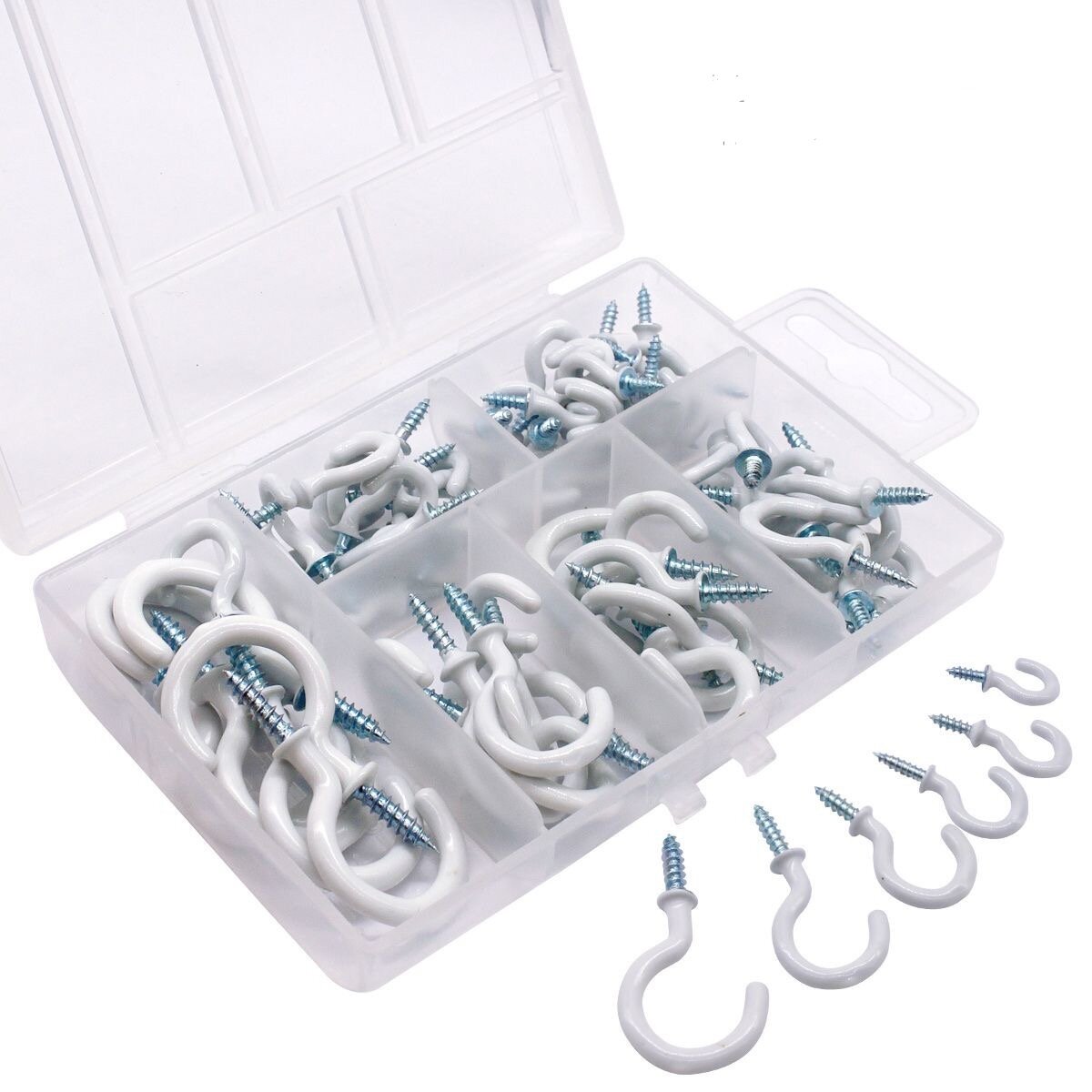 Крючки-саморезы набор 70 шт, винтовые, цвет белый, для дома, для гирлянды COLOR Si — фото 1