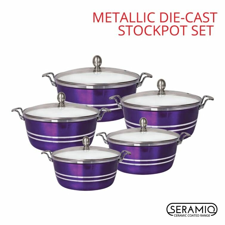 Набор антипригарной алюминиевой посуды SQ Professional Metallic , 5 предметов