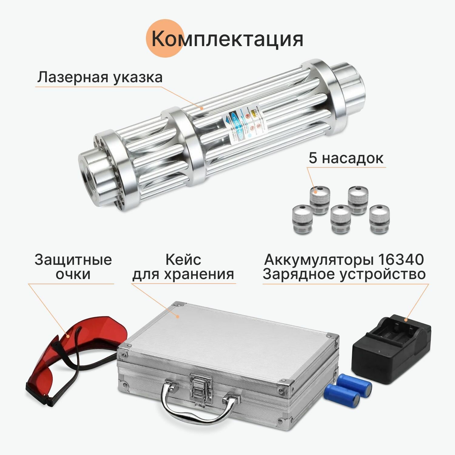 Мощная лазерная указка "Меч джедая" с синим лучом и насадками для лазерного шоу и практического применения — фото 1