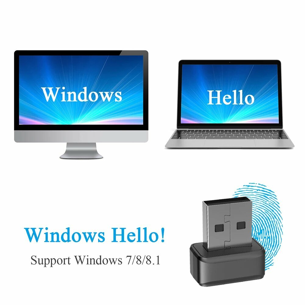 USB-модуль для считывания отпечатков пальцев для Windows 10/11, B