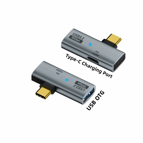 USB Type-C OTG адаптер с зарядкой 100 Вт Серый 369₽