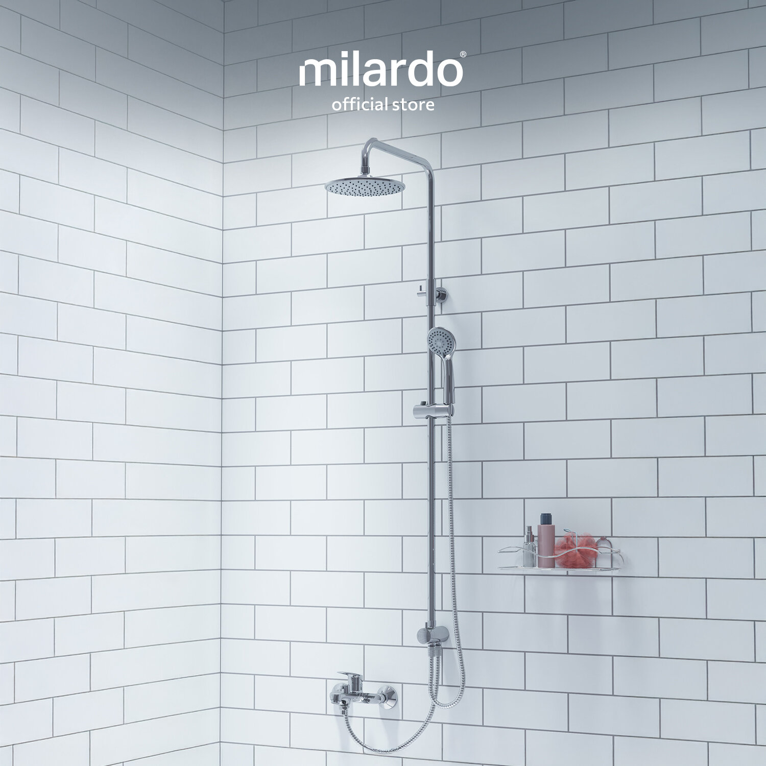 Душевой комплект с тропическим душем Milardo 3703F24M76 глянцевый хром