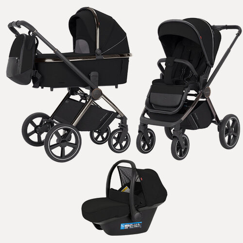 Изображение товара Коляска 3 в 1 CARRELLO Ultimo Sable Black, для новорожденных, поворотные колеса, резиновая