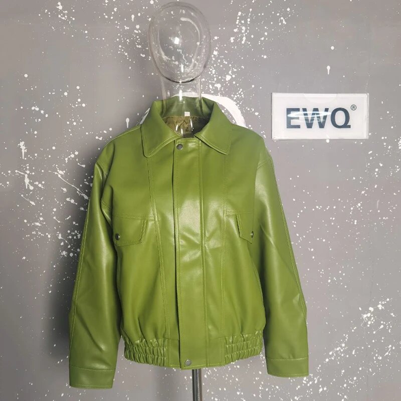 Куртка кожаная EWQ размер L зеленый