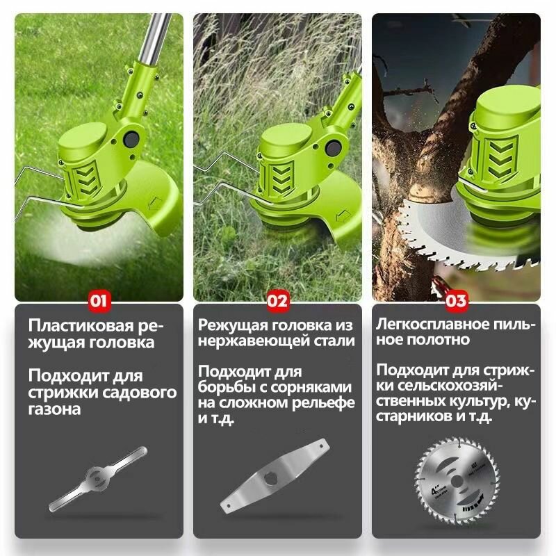 Газонокосилки Электрические Газонокосилка с литиевой батареей, одна батарея и один заряд, 48 В