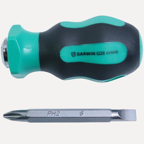 Изображение товара GARWIN PRO 634800 Отвертка короткая переставная SL6.0/PH2