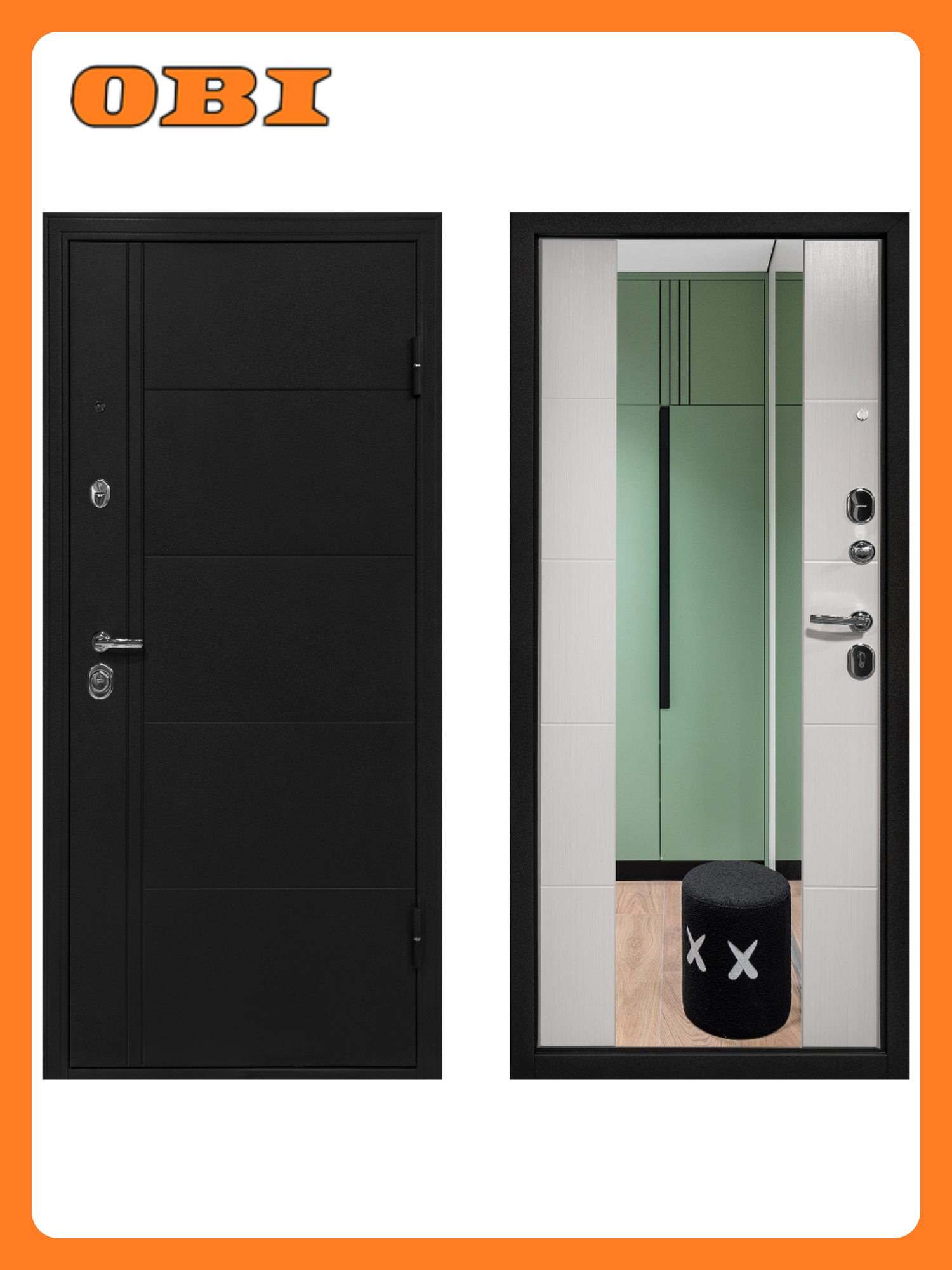 Дверь металлическая Форпост Эверест зеркало беленый дуб 860х2050 правая