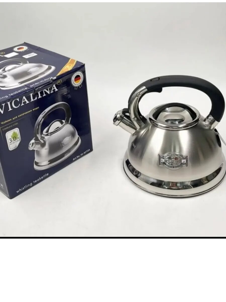 Чайник, нержавеющая сталь, 3л, металлический, со свистком, для всех типов плит