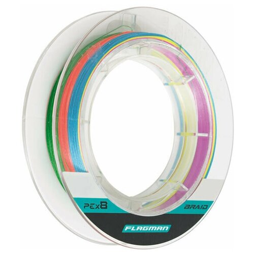 Шнур Flagman Braid PE Multicolor X8 150 м 0.148 мм шнур плетеный flagman sherman pro feeder braid 8 150m 0 14mm