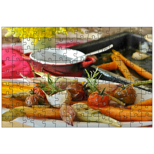 фото Магнитный пазл 27x18см."овощи, овощная сковорода, гриль" на холодильник lotsprints