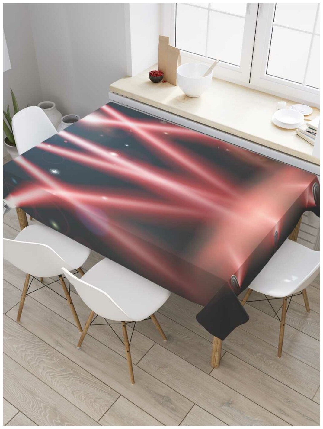 Скатерть прямоугольная JoyArty на кухонный стол "Сцена в лучах" из оксфорда, 120x145 см