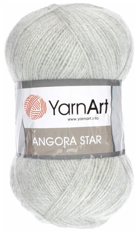 Пряжа YarnArt Angora Star (Ярнарт Ангора Стар) Нитки для вязания, 100г, 500м, 20% шерсть 80% акрил, цвет 282 св. серый, 1 шт.