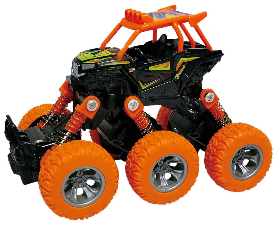 Багги die-cast, инерционный механизм, рессоры, 6*6, оранжевый Funky toys FT61068