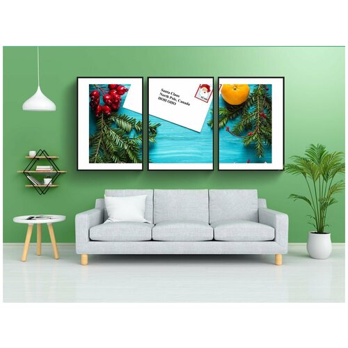 фото Набор модулных постеров для интерьера "письмо, санта, рождество" 60x90 см. в тубусе, без рамки lotsprints