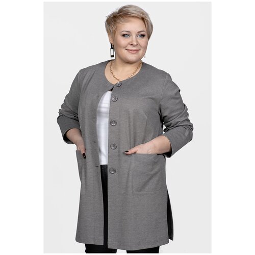 Пиджак SVESTA, удлиненный, силуэт прямой, размер 56, серый