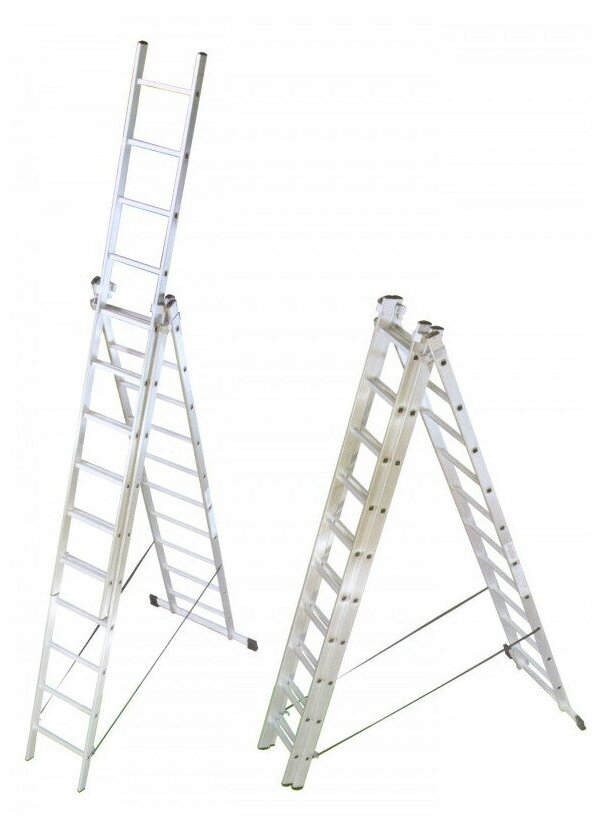 Лестница алюминиевая трехсекционная 3х6(GEVA) - фотография № 2
