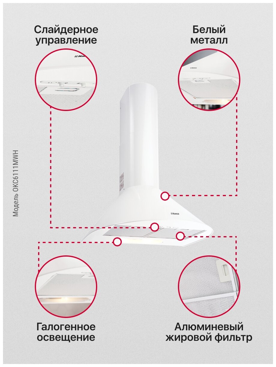 Вытяжка кухонная HANSA OKC 6111MWH - фотография № 4