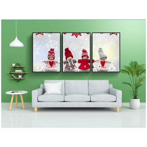 фото Набор модулных постеров для интерьера "рождество, ангел, зима" 60x90 см. в тубусе, без рамки lotsprints