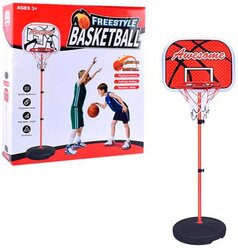 Баскетбольное кольцо со стойкой, мяч, насос, набор детский для игры в баскетбол напольный для дома и улицы, диаметр кольца 20 см, 60-120 см