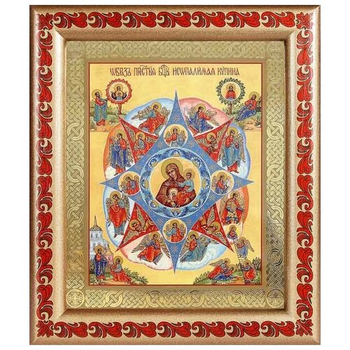 Икона Божией Матери Неопалимая Купина, рамка с узором 19*22,5 см