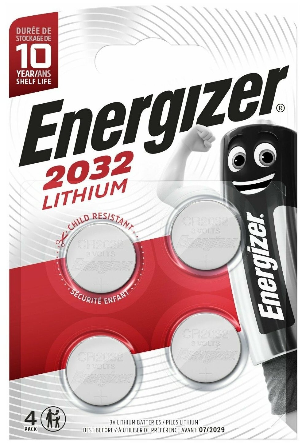 Батарейка CR2032 3B литиевая Energizer в бластере 4 шт.