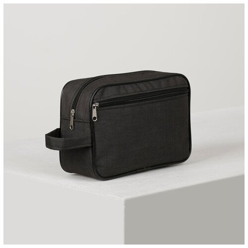 фото Косметичка на молнии, наружный карман, цвет чёрный зфтс