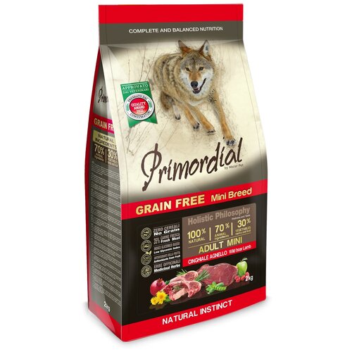 Primordial Беззерновой корм для собак мелких пород кабан и ягненок 2 кг
