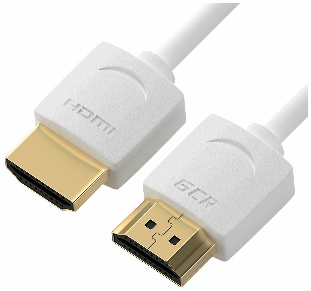 GCR Ультратонкий кабель HDMI2.0 для AppleTV, SLIM, 1.5m, белый, OD3.8mm, HDR 4:2:0, Ultra HD, 4K60Hz, 18.0 Гбит/с, 32/32 AWG Greenconnect HDMI (m) - HDMI (m) 1.5м (GCR-51482) - фото №1