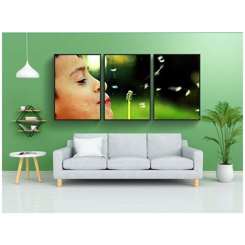 фото Набор модулных постеров для интерьера "одуванчик, свобода, ребенок" 60x90 см. в тубусе, без рамки lotsprints