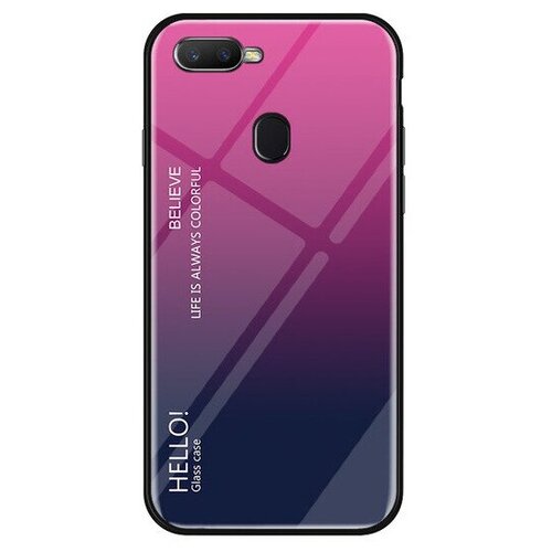 фото Чехол-бампер mypads для samsung galaxy a20s стеклянный из закаленного стекла с эффектом градиент зеркальный блестящий переливающийся синий