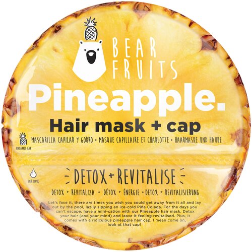 Bear Fruits Маска для волос + многоразовая шапочка Pineapple, 20 г, 20 мл, пакет
