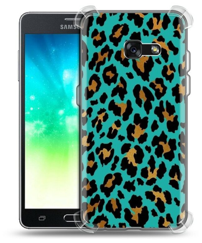 Дизайнерский силиконовый с усиленными углами чехол для Самсунг Галакси А3 (2017) / Samsung Galaxy A3 (2017) Леопард узор