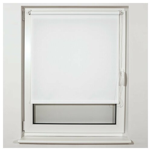 фото Штора рулонная brabix 55х175 см, текстура - лён, защита 55-85%, 200 г/м2, белый s-5, 605980