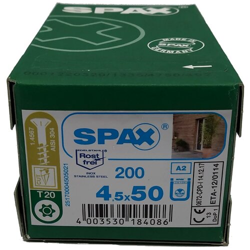 Spax для фасадов 4,5x50 мм 2517000450503 (250 шт/упак.) - нержавейка A2