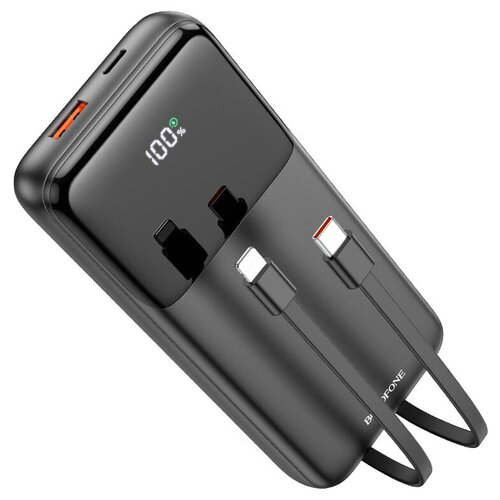 xo l98 home charger adapter pd 20w usb qc 18w Внешний аккумулятор Borofone BJ22A со встроенным кабелем для Type-C, с кабелем для Lightning 20000 mAh цвет черный