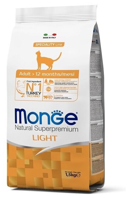 Monge Cat Speciality Light низкокалорийный корм для кошек с индейкой 1,5 кг - фотография № 16