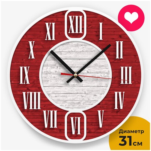 Часы настенные интерьерные бесшумные деревянные Roman time с фотопечатью, 31 см 3D Decor