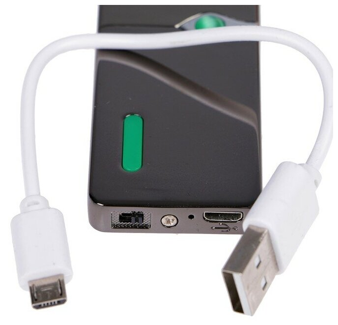 Зажигалка электронная, USB с индикатором, спираль, стальная, 7.5х12 см - фотография № 3