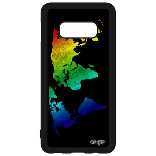 фото Простой чехол на смартфон // galaxy s10e // "карта мира" дизайн стиль, utaupia, черный