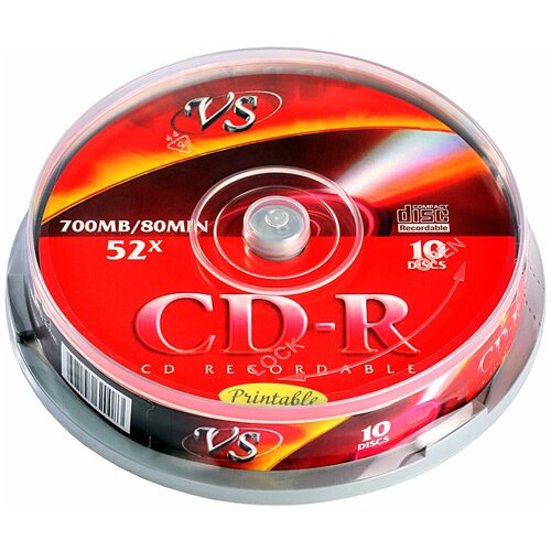 vs диски cd r 80 52x cb 10 cdrcb1001 Диски VS CD-R 80 52x CB/10 Ink Print